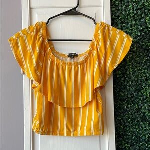 Feathers Yellow Ruffled Smocked Blouse